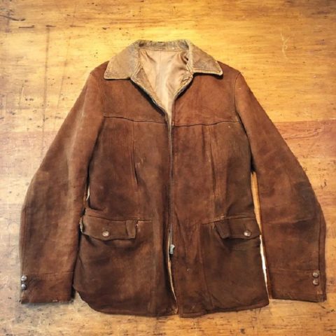 Mens 1930s Workwear Suede Leather Jacket