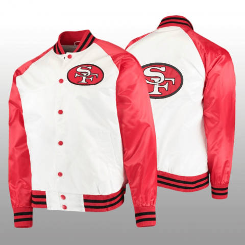 San Francisco 49ers White Scarlet Varsity Jacket