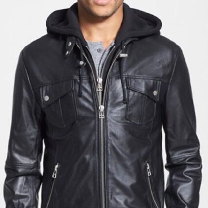 7 Diamonds Black Fashion Leather Jacket