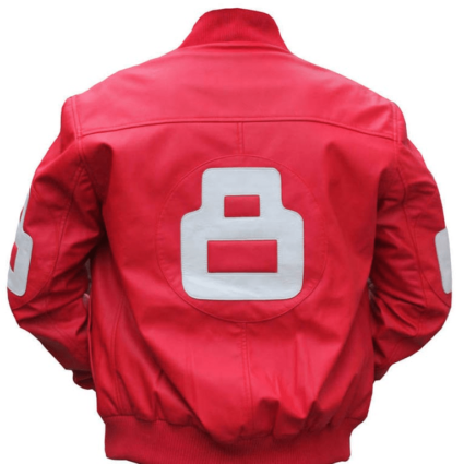 Mens Fashion 8 Ball Pink Leather Bomber Jacket