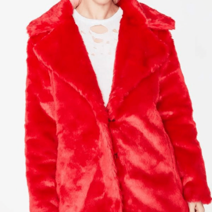 8 Ball Red Winter Faux Fur Jacket
