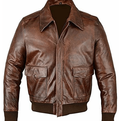 A2 Flight Airforce Pilot Brown Bomber Leather Jacket