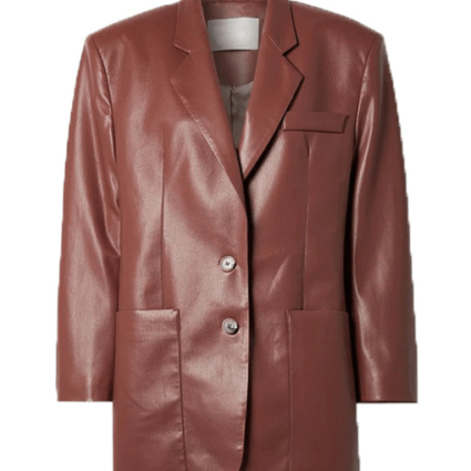 Abbey Clancy Walks The Runway Brown Leather Blazer