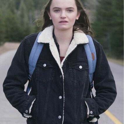 Abigail Lawrie Tin Star Shearling Collar Black Jacket