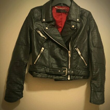 Mens Brand New Abs Black Leather Jacket