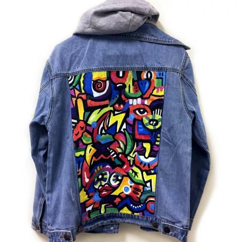 Abstract Art Painted Denim Jacket