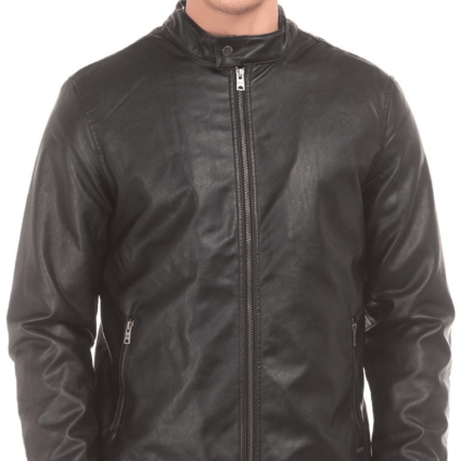 Mens Aeropostale Black Biker Leather Jacket