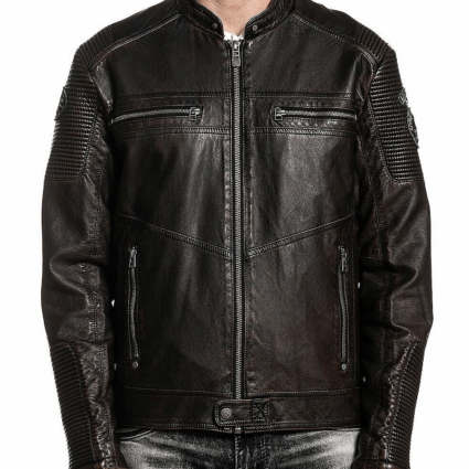 Mens Affliction Black Premium Leather Jacket