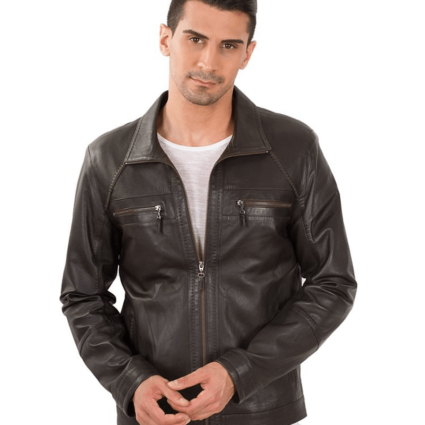 Aldo Mens Black Leather Jacket