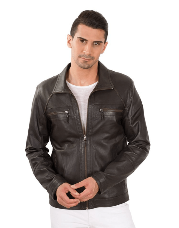 Aldo Mens Black Leather Jacket - A2 Jackets