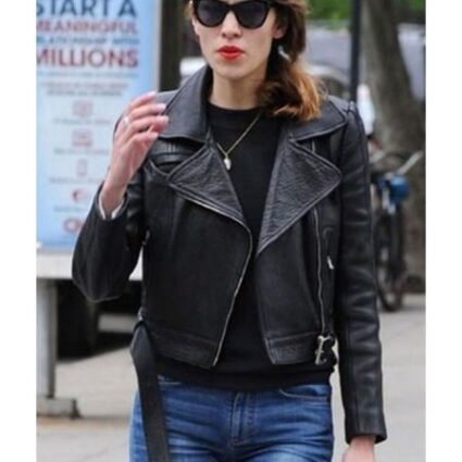 Alexa Chung Black Leather Jacket