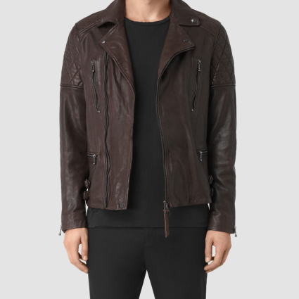 Mens All Saints Biker Leather Jacket
