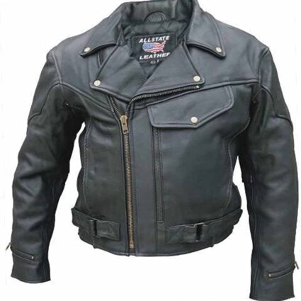 Allstate Black Vented Motorcycle Leather Jacket