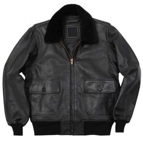 Alpha Industries G-1 Black Leather Jacket