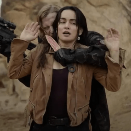 Ana de la Reguera The Forever Purge Adela Brown Leather Jacket