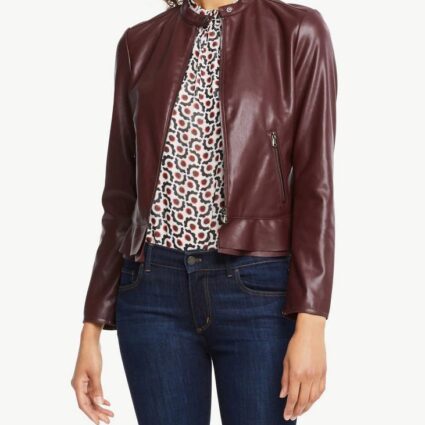Ann Taylor Brown Faux Leather Jacket