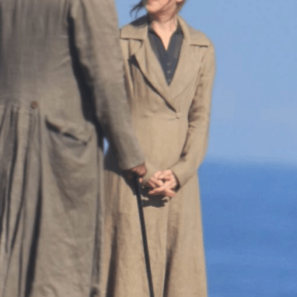 Womens Anne Elliot Persuasion Dakota Johnson Brown Cotton Coat