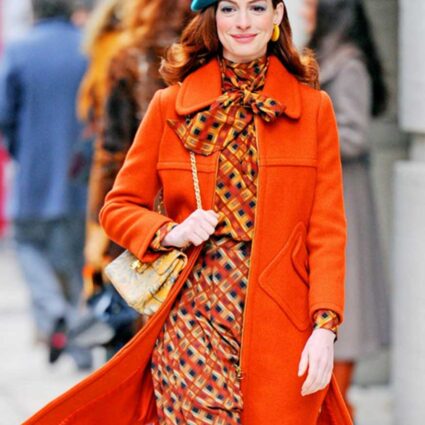 Modern Love Anne Hathaway Orange Long Coat