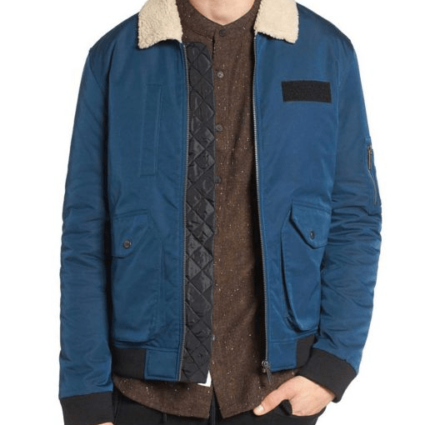 Mens Arrow Rene Ramirez Flight Bomber Blue Jacket
