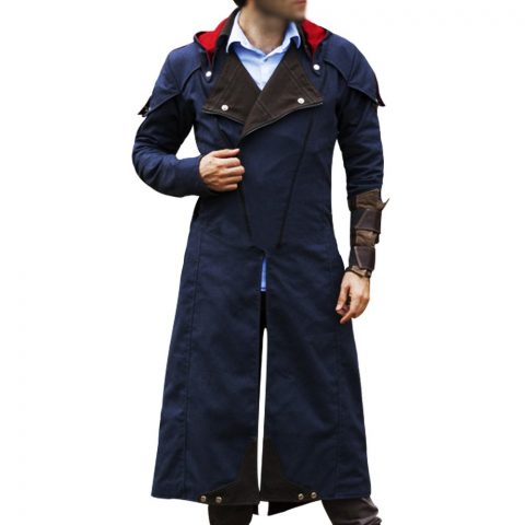 Assassin's Creed Unity Arno Victor Dorian Denim Cloak Hoodie Cosplay Coat