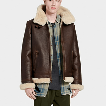 Mens Auden Shearling Aviator Leather Jacket