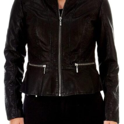 Womens Baccini Black Hello Leather Jacket