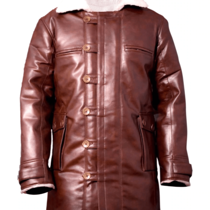 Mens Brown Bane Style Leather Coat