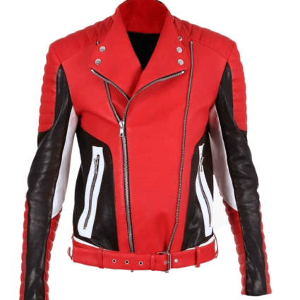 Mens Balmain Quilted Biker Leather Jacket