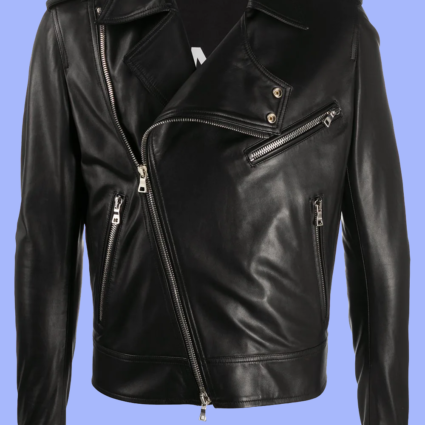 Balmain Silver Zipper Biker Jacket