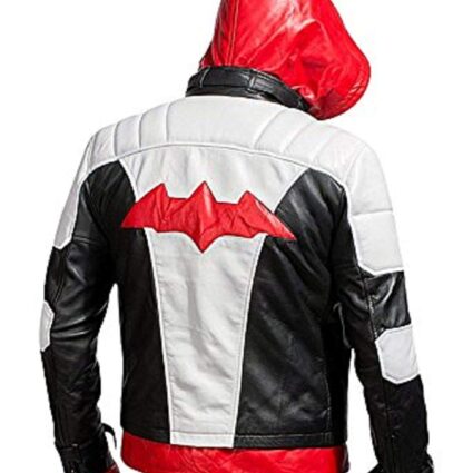 Batman Arkham Knight Red Hood Black & White Synthetic Leather Jacket