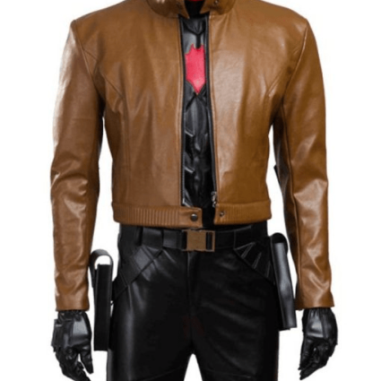 Under The Red Hood Batman Jason Todd Brown Cropped Leather Jacket