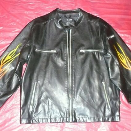 BC Ethic Racing Flame Sleeved Leather Jacket
