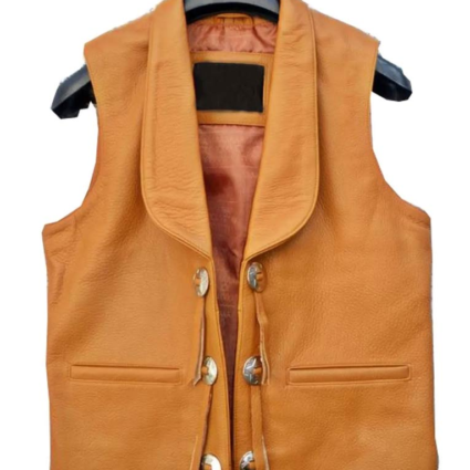 Ben Cartwright Tan Brown Lorne Greene Leather Vest
