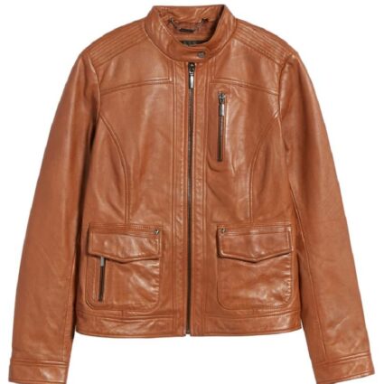Womens Fashion Bernardo Brown Leather Jacket