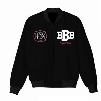 Black Bottle Boys And Girls Varsity Bomber Jacket With Custom Name