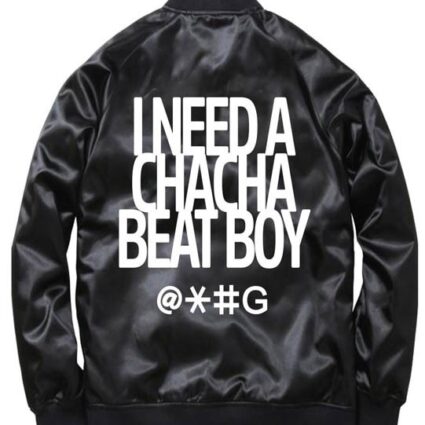 Black Cha Cha Beat Boy Bomber Satin Jacket