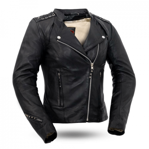Womens Black Widow Ladies Motorcycle Leather Jacket