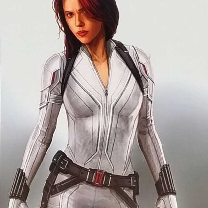 Black Widow Scarlett Johannson White Leather Jacket