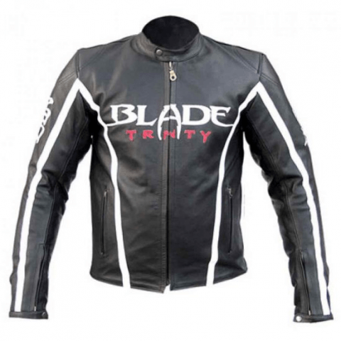Mens Blade Trinity Black Armor Biker Leather Jacket