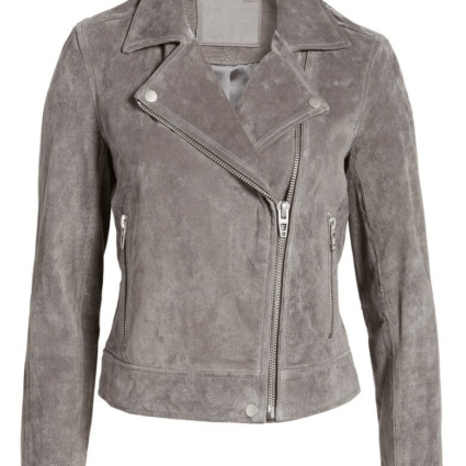 Blank Nyc Grey Moto Suede Leather Jacket