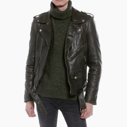 Mens Blk Dnm 5 Leather Jacket