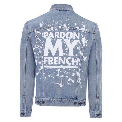 Blue Pardon My French Painted Denim Jacket