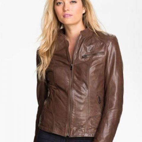 Womens Bod & Christensen Moto Leather Jacket