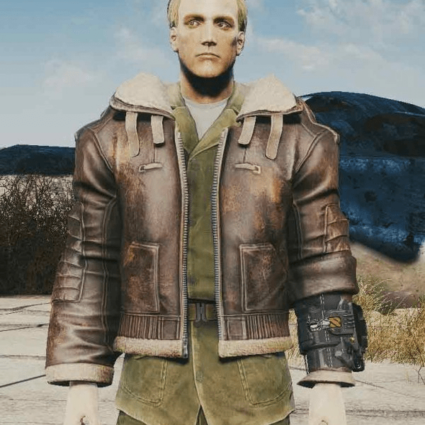 Mens Armor Fallout 4 Bomber Brown Fur Lined Leather Jacket