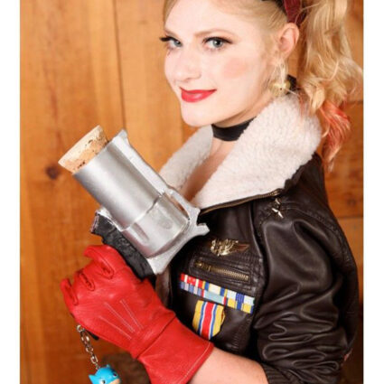 Bombshell Harley Quinn Brown Shearling Leather Jacket