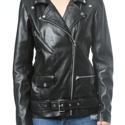 Womens Boyfriend Black Leather Jacket