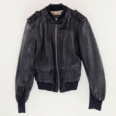 Mens Brogden Bomber Black Leather Jacket