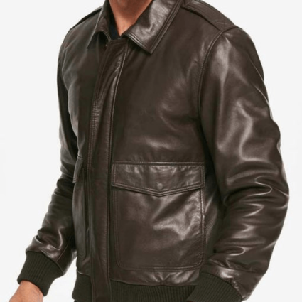 Mens Fashion Brown Bomber Leather Jacket
