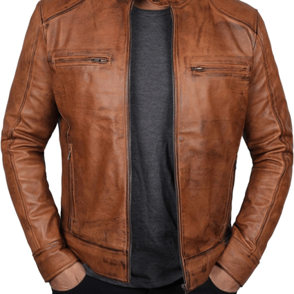 Mens Style Fashion Brown Leather Jacket
