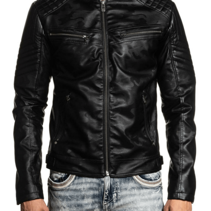 Mens Affliction Biker Leather Jacket